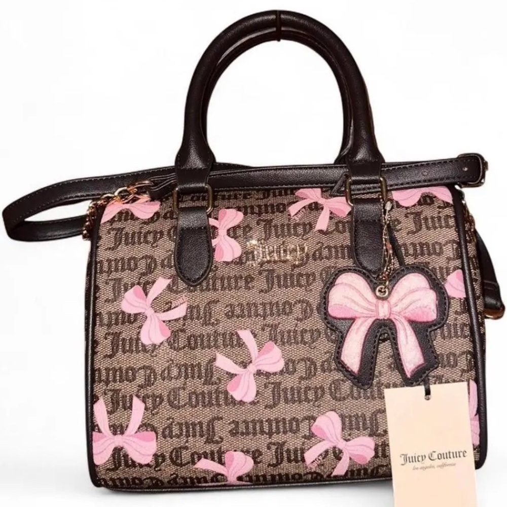 Juicy Couture Brown and Pink Bow Satchel
